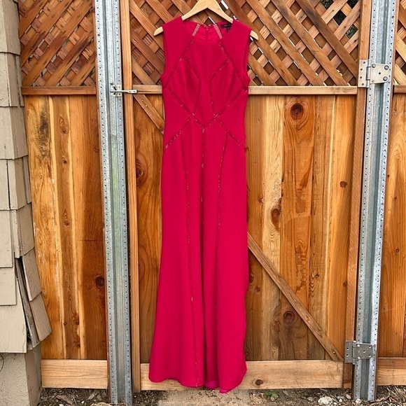 BCBGMAXAZRIA Alesia Nude Tulle Insert Gown Maxi Length Prom or Formal Sz 4 - Picture 1 of 11